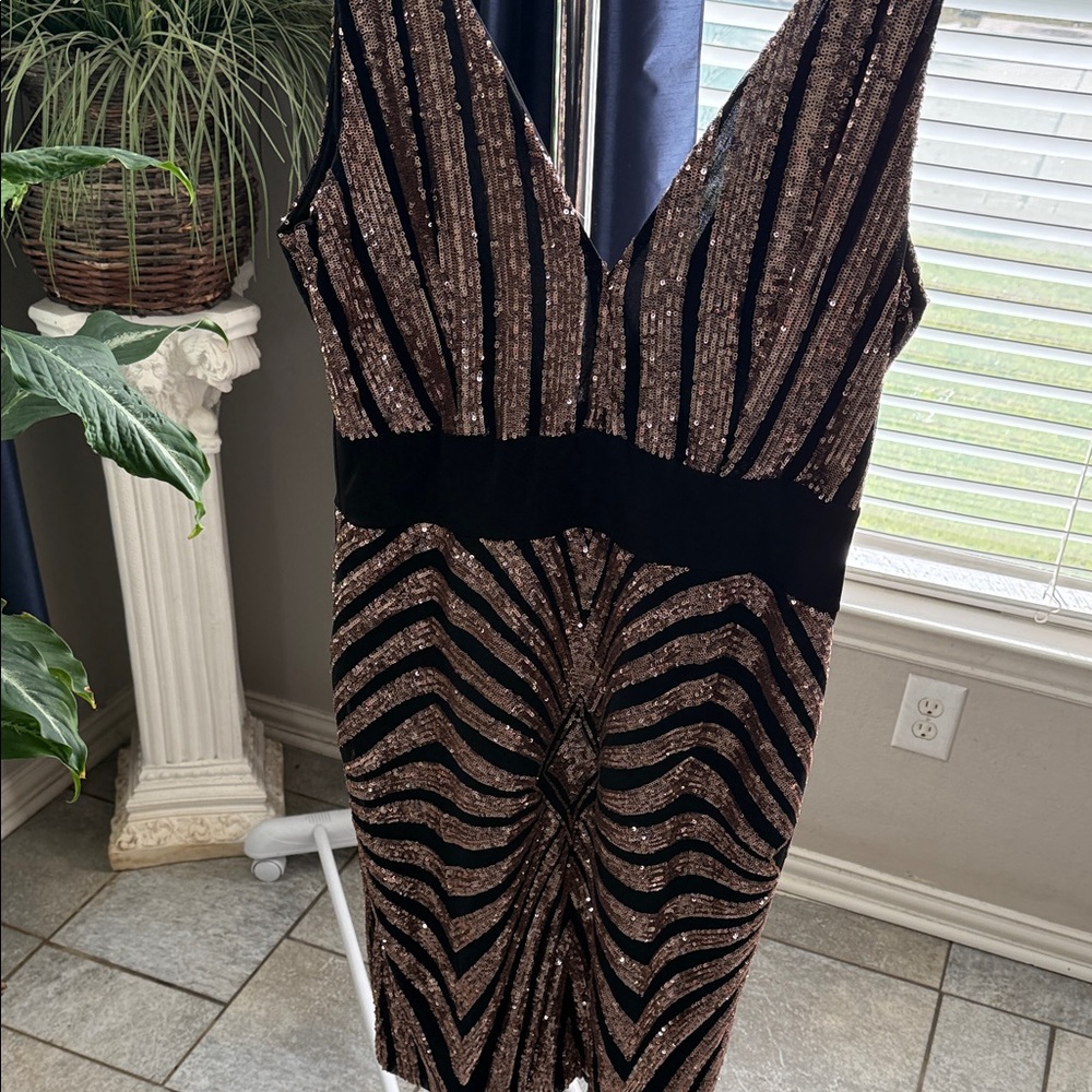 Elegant Sequin Striped Dress